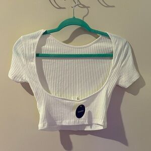 Sweaty Rocks White Ribbed Women's Crop NWT